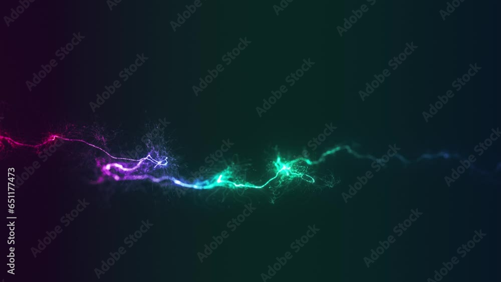 Poster 3d Glowing Distorted Light String/ 4k animation of an abstract 3d glowing light filament slowly snaking on a distorted path with ambient occlusion and depth of field