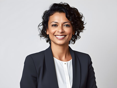 Portrait Of A Smart Young Business Smiling Woman With No Background 