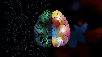 Left right human brain concept. Analytical vs creativity. Creative part and logic part with social and business doodle. Art, creativity, and mathematical analysis are combined in the human brain - Powered by Adobe