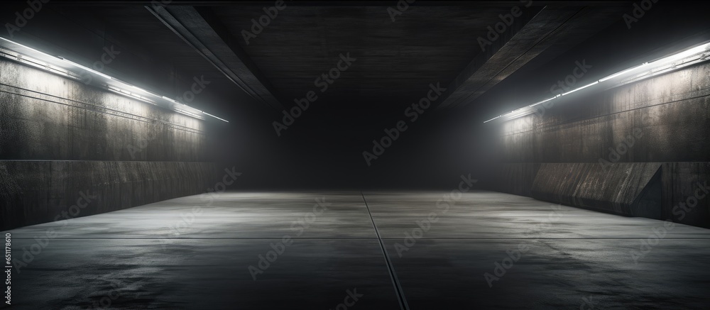 Aufkleber dark corridor with tall windows empty studio background