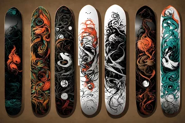 Poster Skateboard deck designs white skateboard design. © FDX