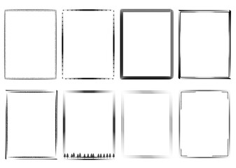 Set of blank banners rectangle frame designed with black line.