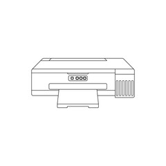 Compact Inkjet Photo Printer in outline icon. A3 6 colors ink tank printer vector illustration for office and business. Editable graphic resources for many purposes.