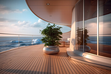 Wooden Deck Chair Overlooking the Ocean: Perfect for Relaxation and Peace