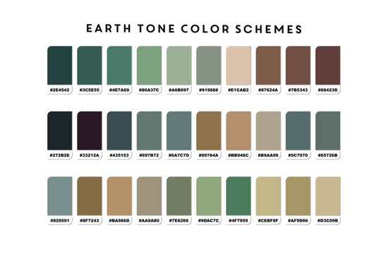 Earth tone color palettes, Vector illustration OF RGB Color