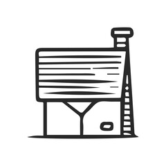 House doodle illustration, hand drawn cute home. Simple icon