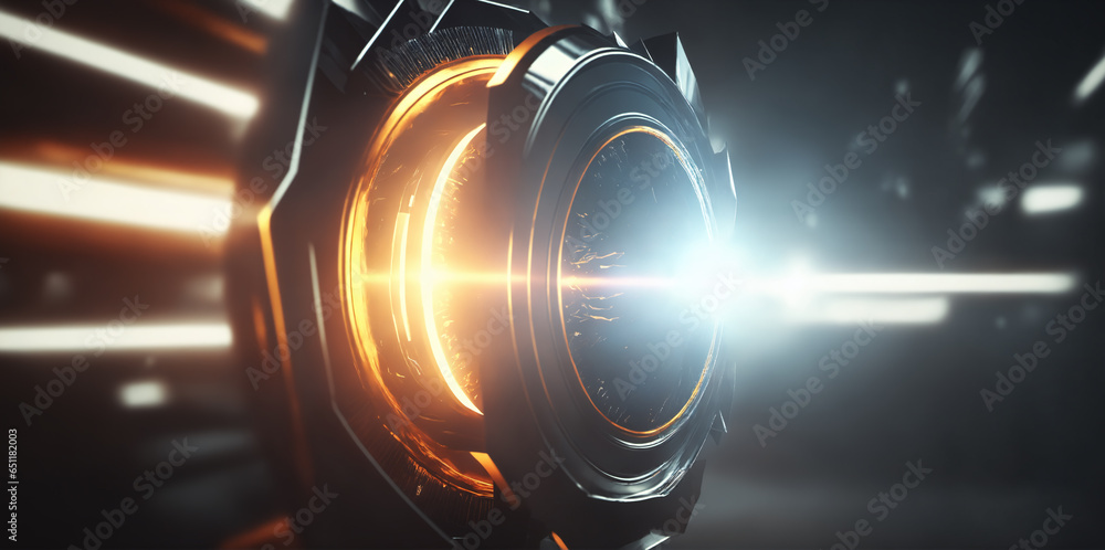 Poster Futuristic Power Source in Epic Sci-Fi Scene with Flares and Particle Effects