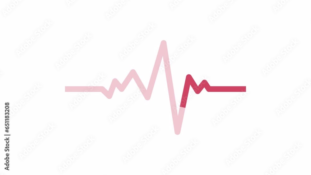 Poster heart rhythm 2d loading animation. pulse line animated cartoon preloader, flat ui element 4k video l