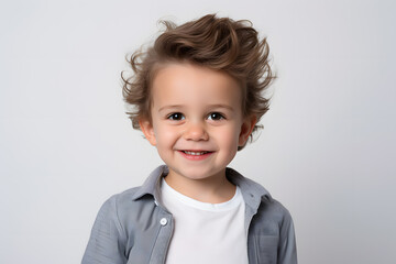 Portrait of cute child boy isolated on white background