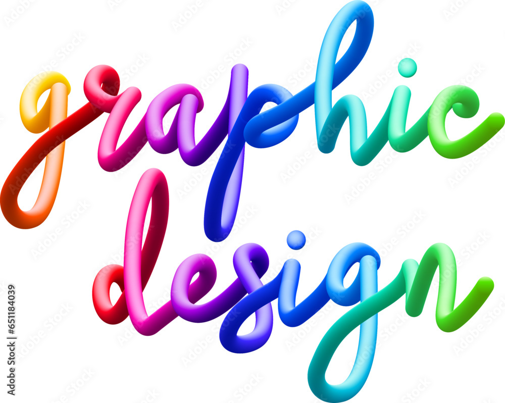 Poster graphic design fluid 3d twist text made of blended colorful circles.