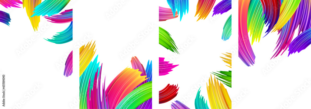 Poster colorful spectrum abstract brush strokes background with space for text.