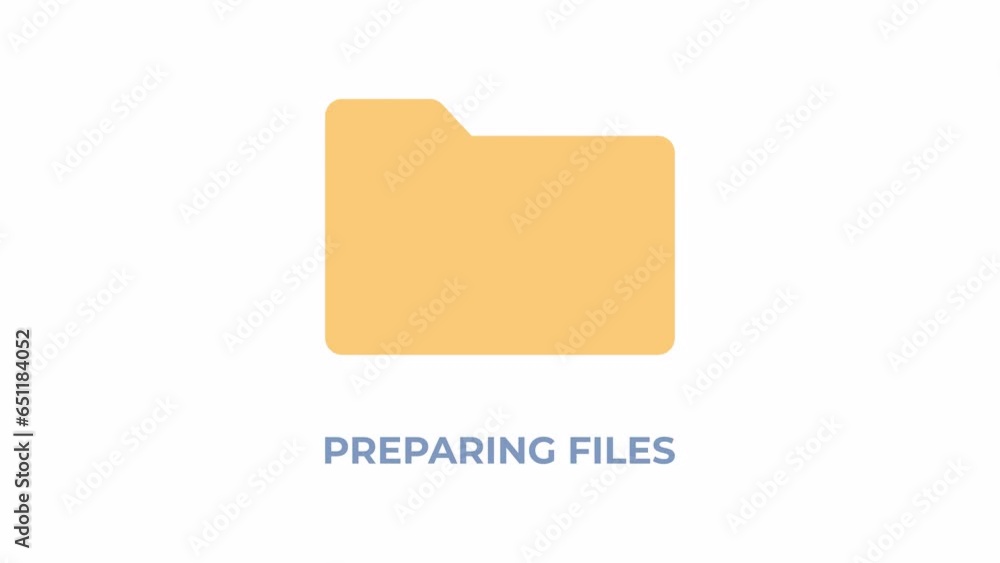 Fototapete preparing files 2d loading animation. archives file folder floating animated cartoon preloader, flat