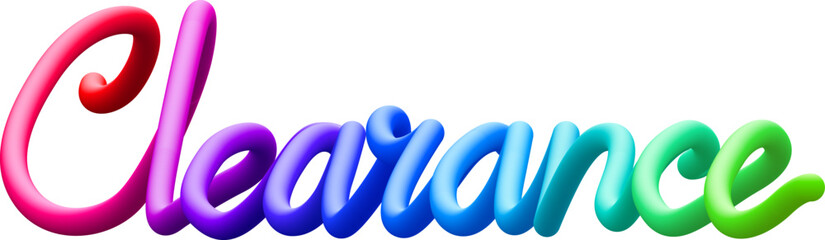 Clearance fluid 3d twist text made of blended colorful circles.