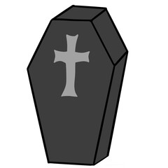 Obraz premium Gray coffin for Halloween placed on a white background.