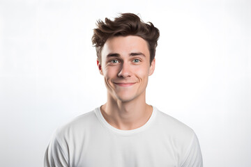 Obraz premium Portrait of handsome smiling man isolated on white background