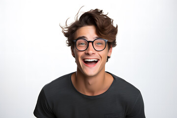 Fototapeta premium Portrait of handsome smiling man isolated on white background