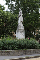 The statue of St. Elizabeth in front of Gothic Catholic Church