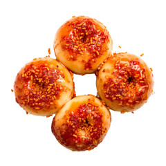Top view of Mexican food Pambazos isolated on a white transparent background 