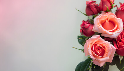 Valentine's Day Roses, Romantic Red Blooms with Copy Space