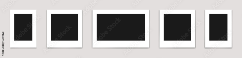 Poster set of photo frame mockups. photo album template. empty image for memory. blank realistic postcard.