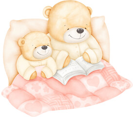 Mother's day. Cute Baby Bear with Mom