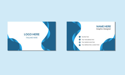 Double-sided creative business card template.  Blue corporate Business Card Layout. Business card for business and personal use.