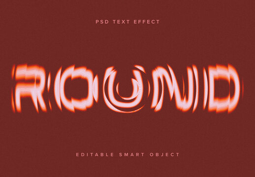 Round Glass Distorted Text Effect Mockup 