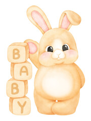 bunny and baby blocks