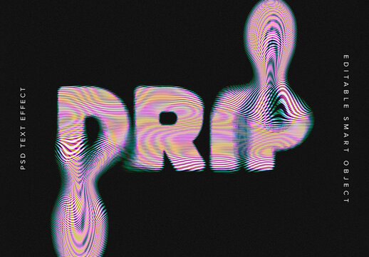 Warped Glitchy Text Effect Mockup 