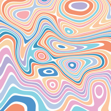 ABSTRACT ILLUSTRATION MARBLED TEXTURE LIQUIFY PSYCHEDELIC PASTEL COLORFUL DESIGN. OPTICAL ILLUSION BACKGROUND VECTOR DESIGN
