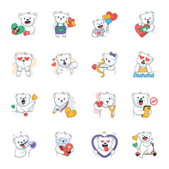 Set of Love Feelings Flat Stickers 

