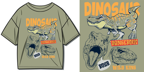 Tyrannosaurus Rex vector illustrations. For t-shirt prints and other uses © basws