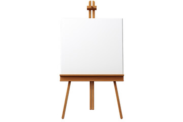 Retro white paper art design template with classic wooden artists easel on transparency background.