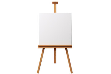 Retro white paper art design template with classic wooden artists easel on transparency background.