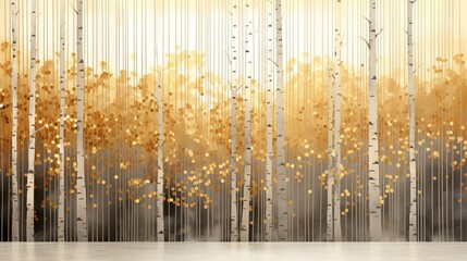  a painting of a golden forest with trees in the background.  generative ai