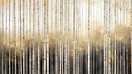  a painting of gold and black stripes on a white background.  generative ai