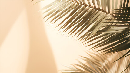 Shadow of palm leaves. Travel and vacations concept background, flat lay