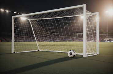 soccer ball in goal net
