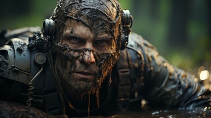 A lonely figure stands in a forgotten outdoor space, his weathered face and headphones indicating a longing for something beyond his world