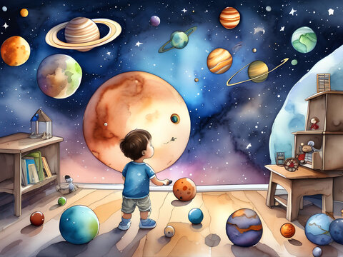 The Cosmic Adventure: A Fun and Imaginative Illustration of a Child&rsquo;s Room