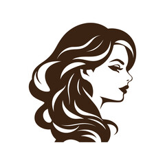 illustration of women short hair style icon, logo women face on white background, vector