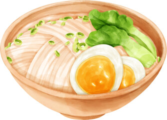 Japanese Noodle Watercolor illustration.