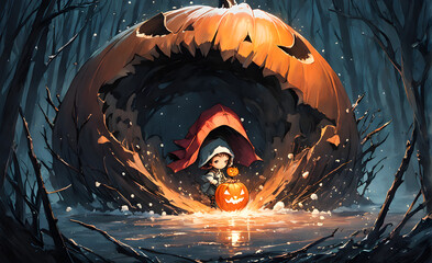 majestic cute loli girl in witch costume, Halloween,  anime , girl cute witch pumpkin, baby witch cute cartoon, bright, beautiful, splash, fantasy, Glittering, cute and adorable,  gothic lolita