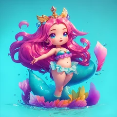 Tuinposter girl with a heart mermaid Princess  © anucha