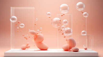 Surrealism 3D Stage Podium Product with Floating Bubble