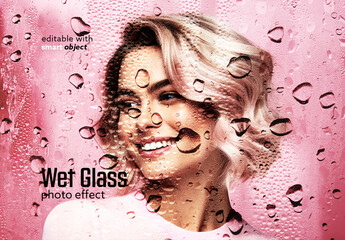 Wet Glass Photo Effect - obrazy, fototapety, plakaty