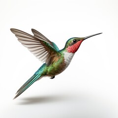 Naklejka premium Graceful Hummingbird in Pose, Showcasing Long Slender Beak, Isolated on White background