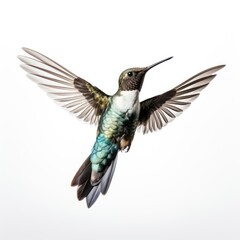 Fototapeta premium Hummingbird with Outstretched Wings, Moment of Stillness, Isolated on White background