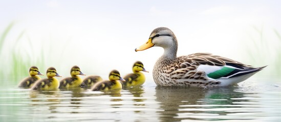 Obraz premium Duck in the wild isolated pastel background Copy space