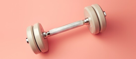 Dumbbell on isolated pastel background Copy space